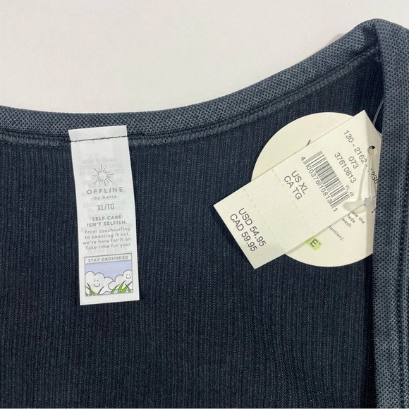 OFFLINE Seamless Cable Square Neck T Shirt Black - Picture 5 of 8